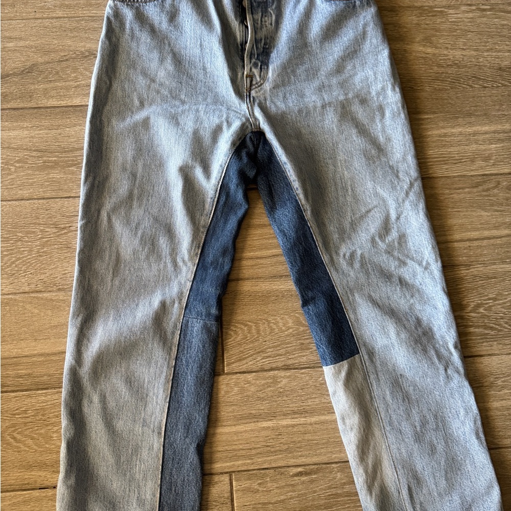 Re/Done Levi’s Contrast Straight Jeans - Blue and Gray